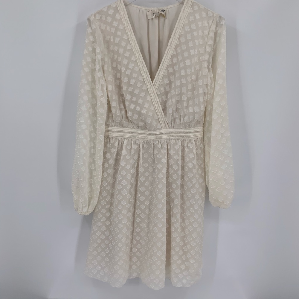 DVF Diane von Furstenberg Celia Ivory cream faux wrap dress burnout shift new 0